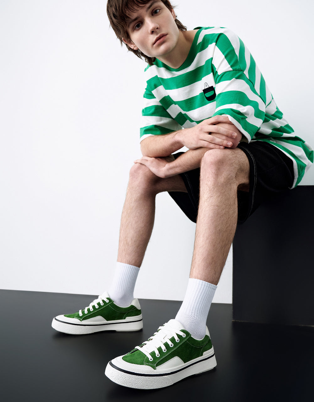 Striped Printed Crew Neck T-Shirt