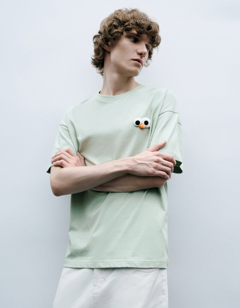 Cartoon Embossed Crew Neck T-Shirt