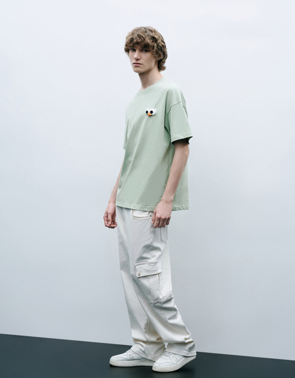 Cartoon Embossed Crew Neck T-Shirt