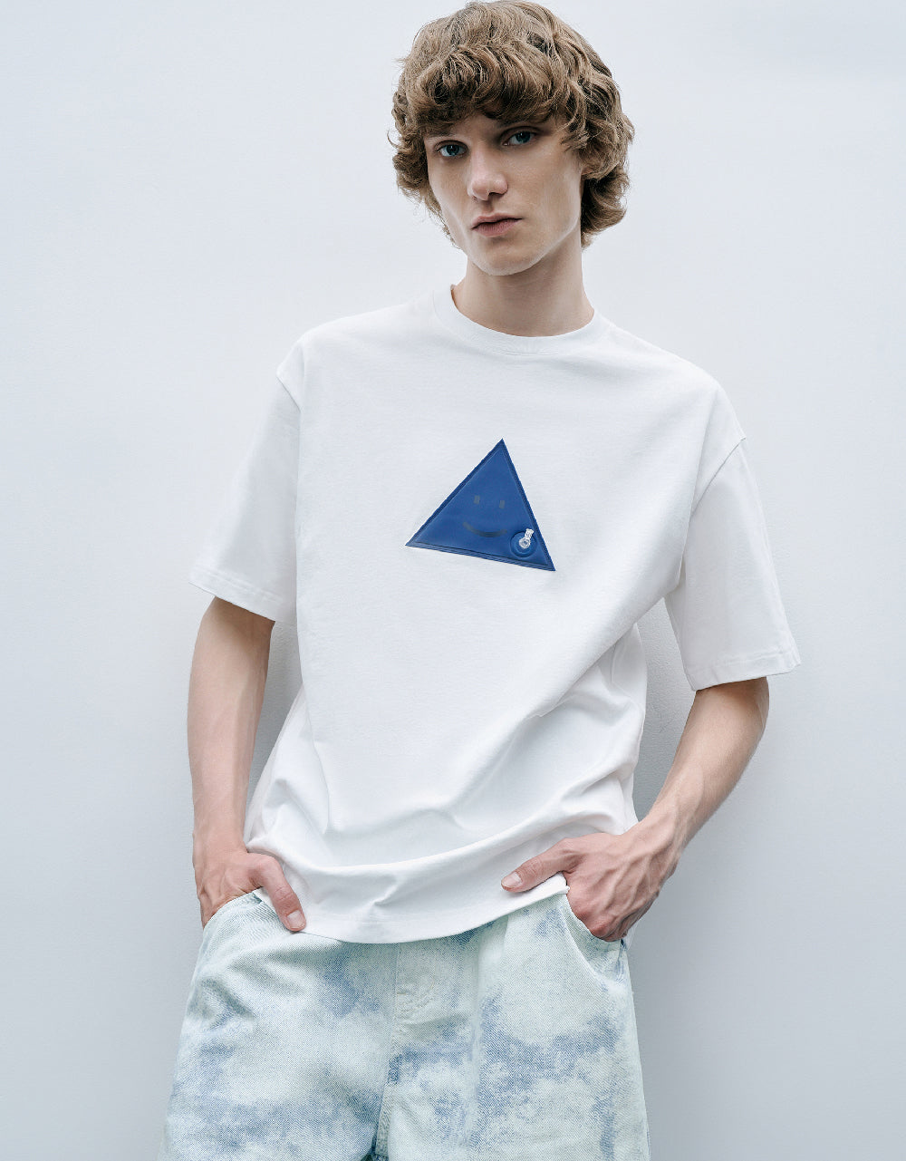 Triangle Embossed Crew Neck T-Shirt