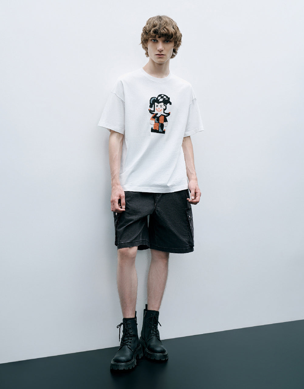 Joker Embossed Crew Neck T-Shirt