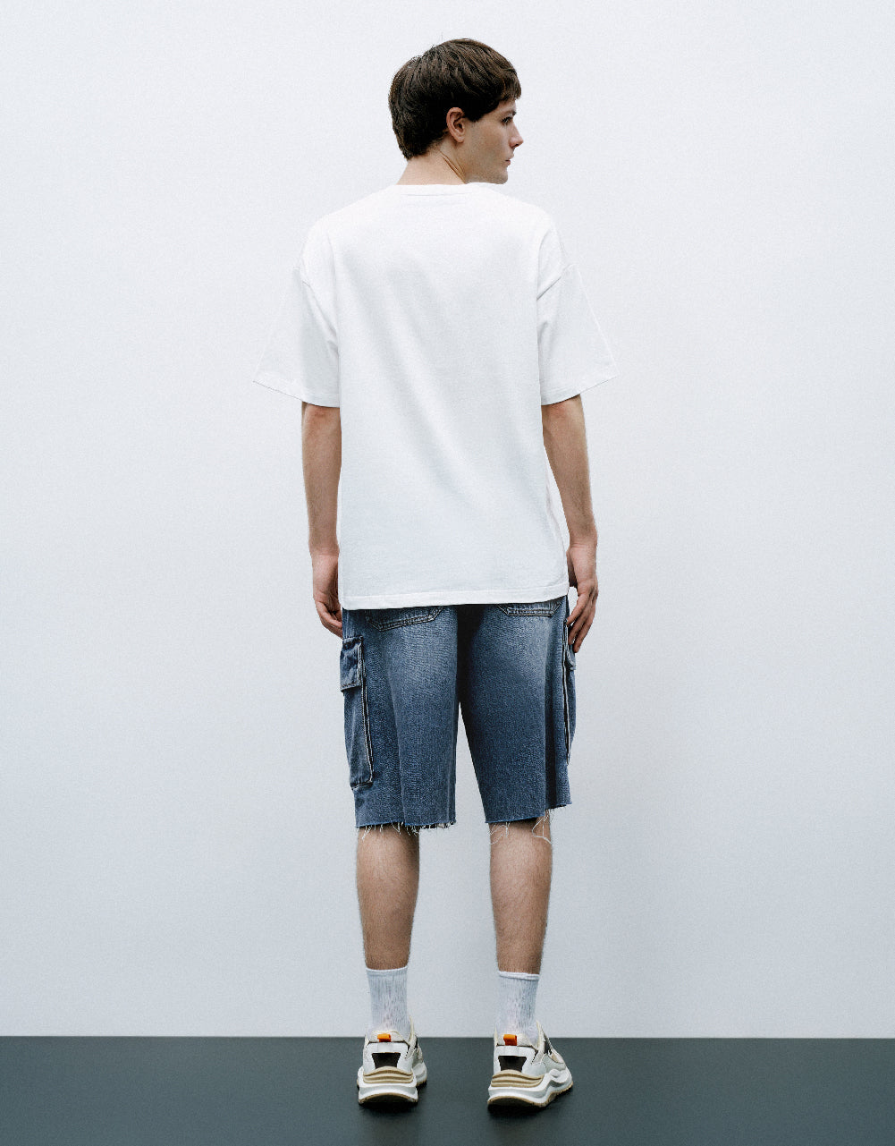 Letter Embossed Crew Neck T-Shirt