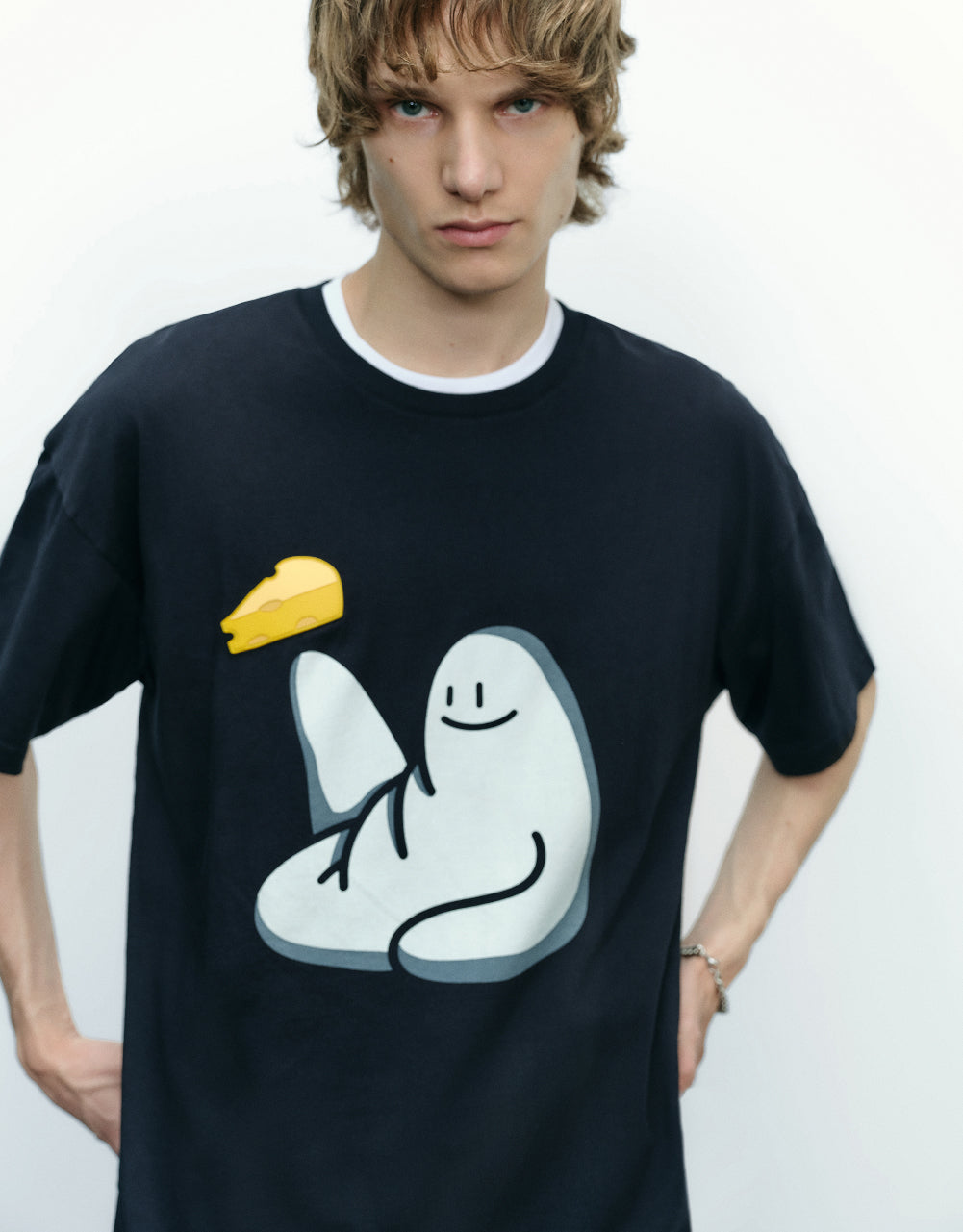 Cheese Man Printed Crew Neck T-Shirt