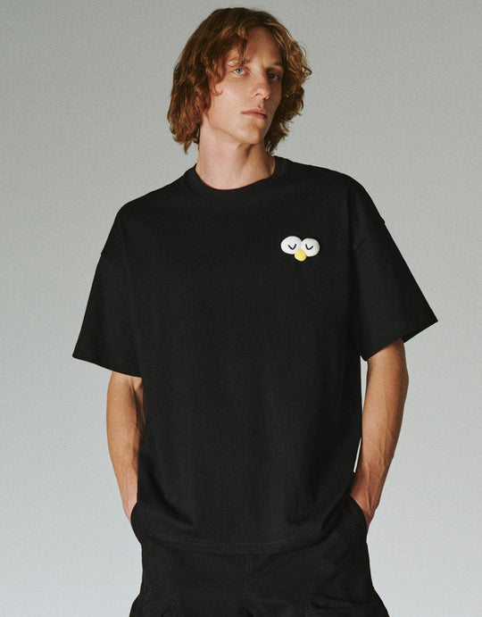 Cartoon Embossed Crew Neck T-Shirt