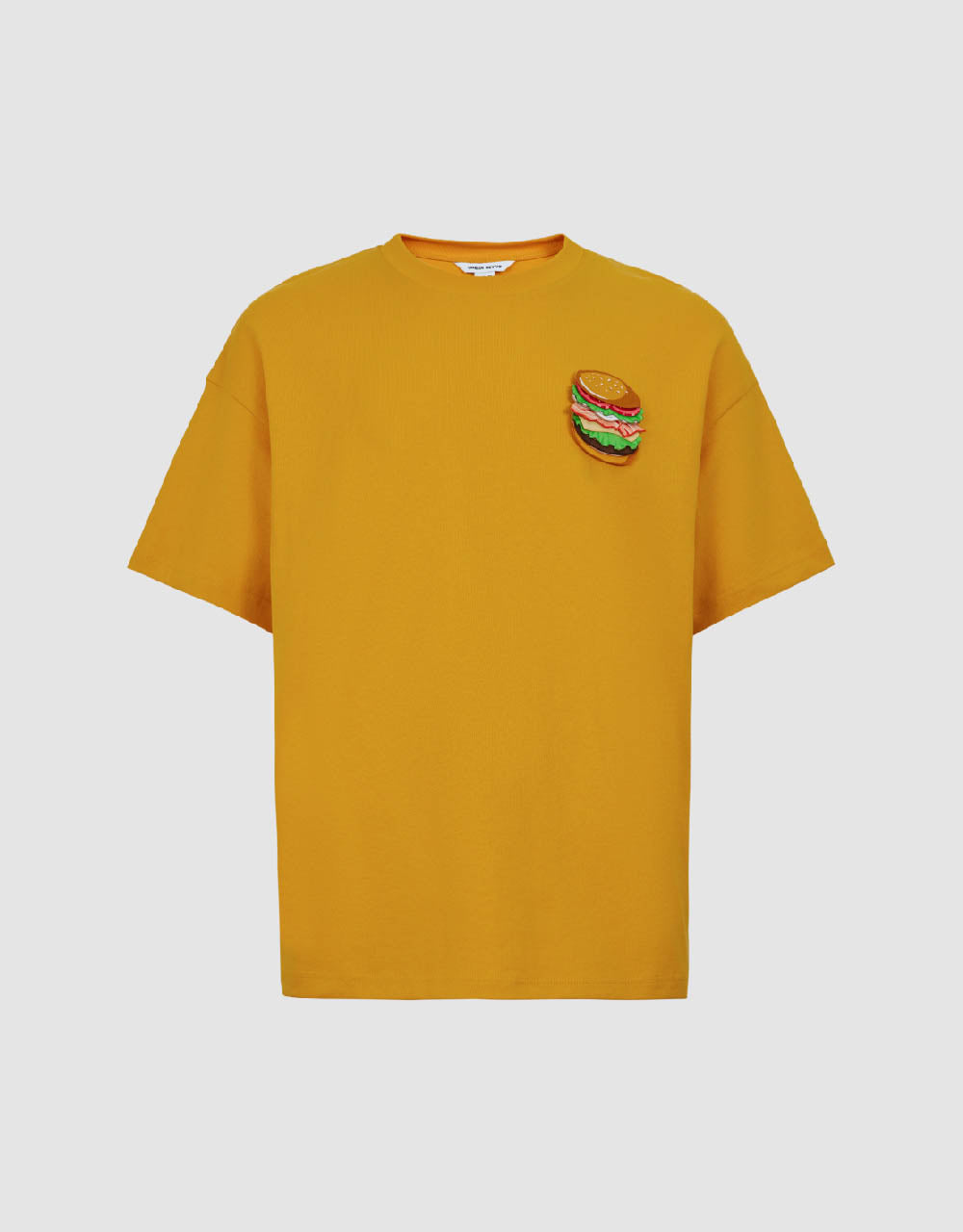 Burger Embossed Crew Neck Loose T-Shirt