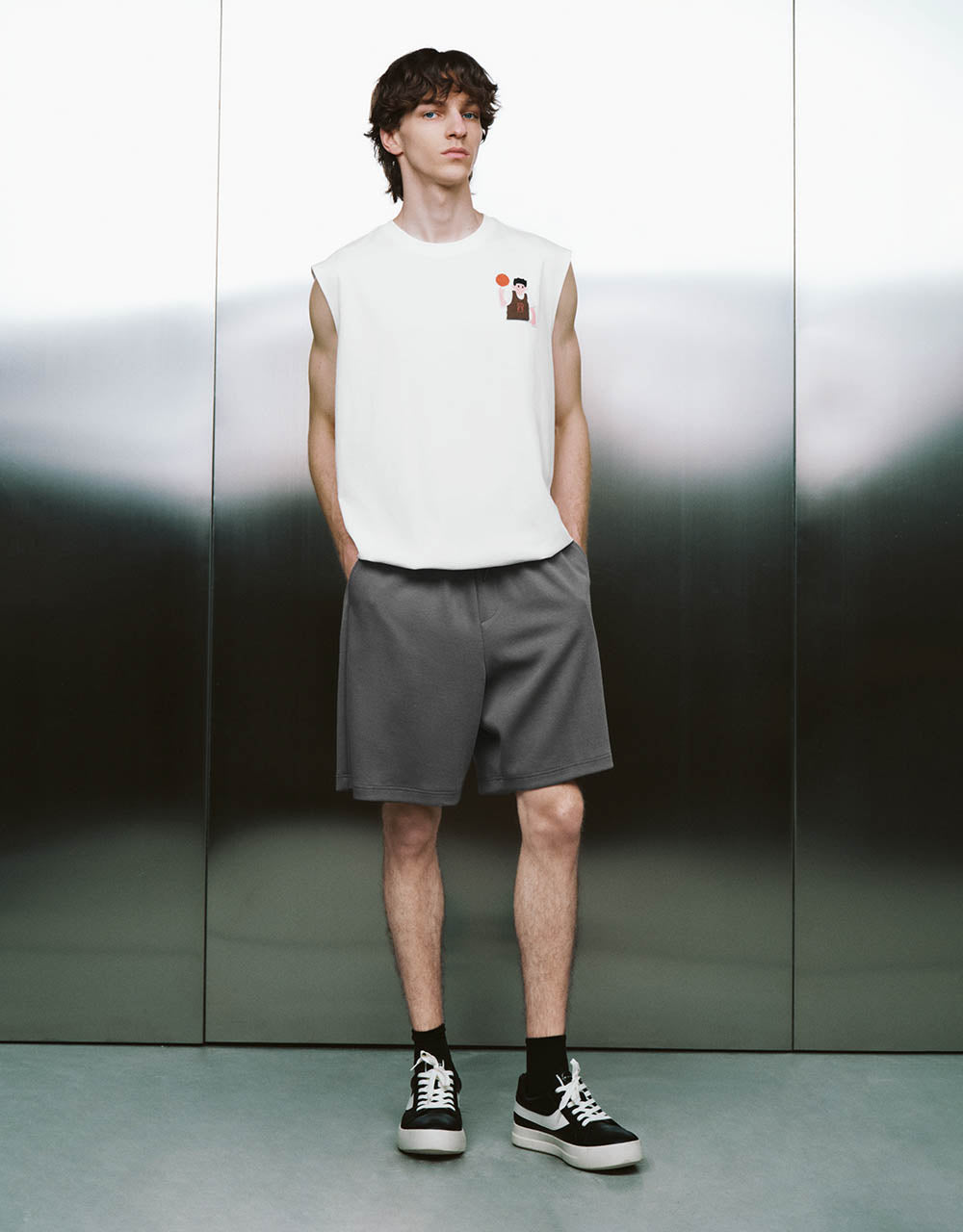Basketball Men Embossed Crew Neck Tank Top