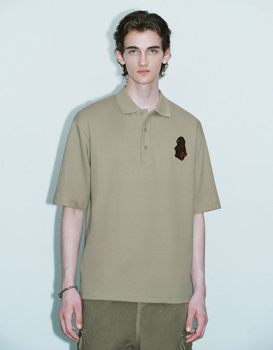 Cartoon Embossed Loose Polo Shirt