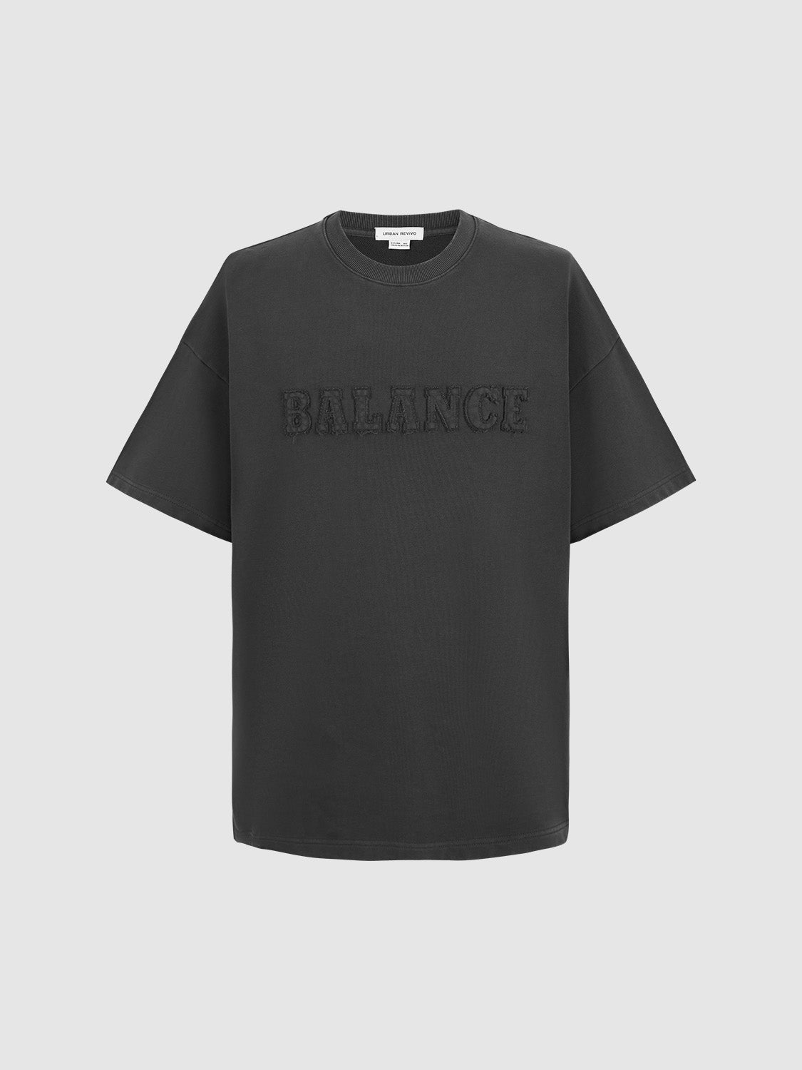 Letter Embossed Crew Neck Loose T-Shirt