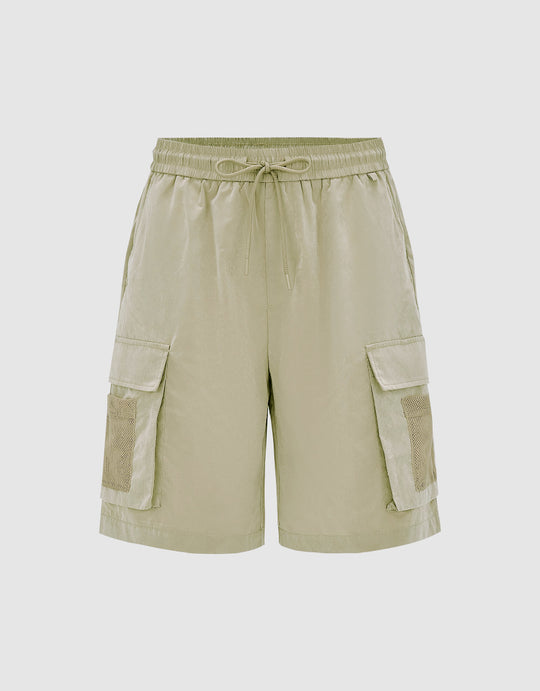 Multi-Pocket Elastic Waist Shorts