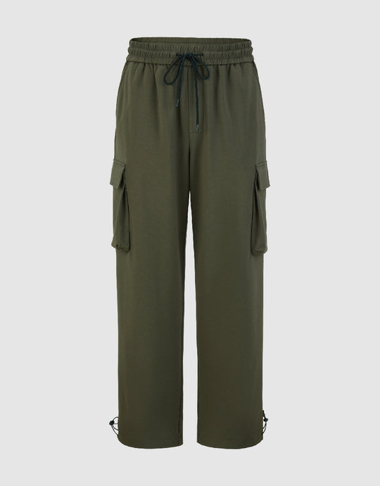 Drawstring Waist Straight Pants