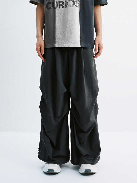 Ruched Wide-Leg Pants