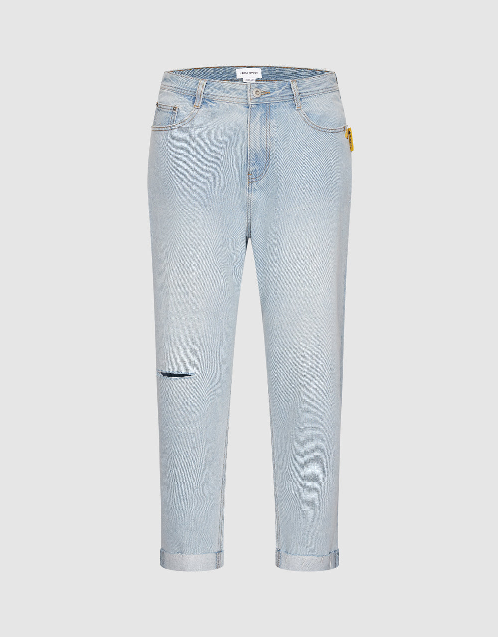 Rolled Up Hem Straight Jeans