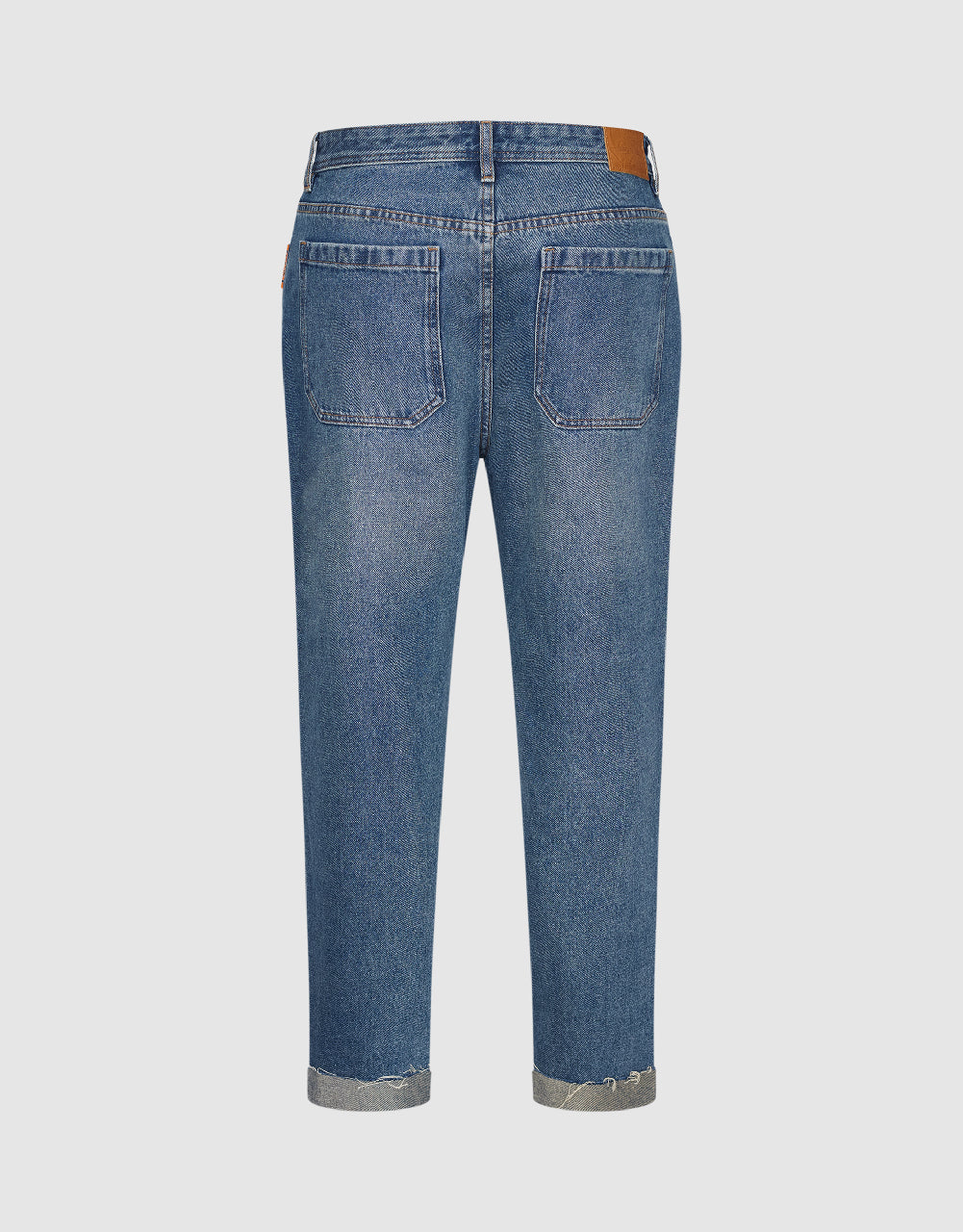 Rolled Up Hem Straight Jeans