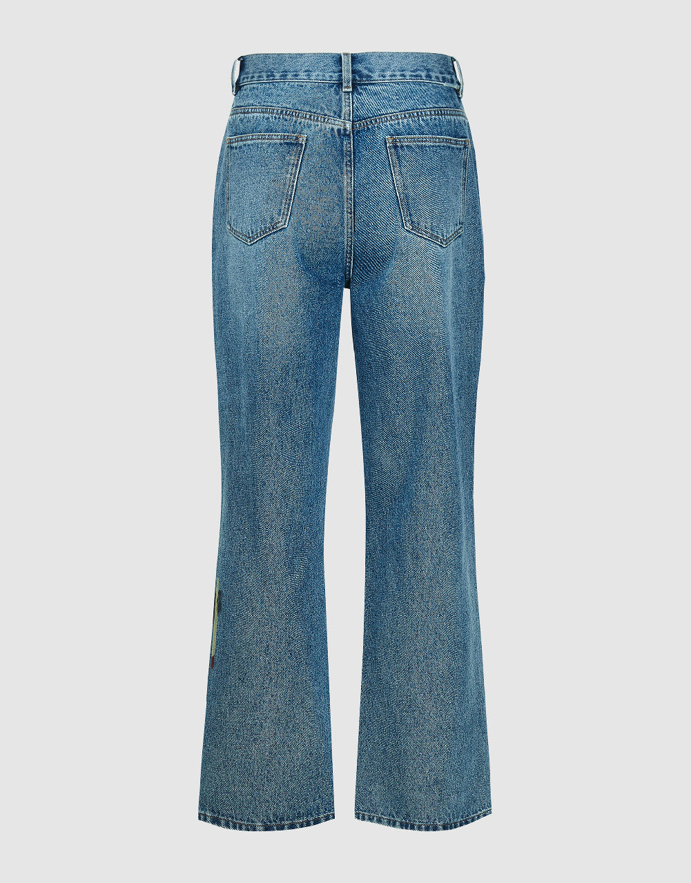 Printed Ripped Straight Jeans