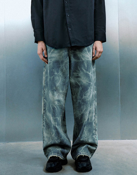 Raw Hem Printed Jeans