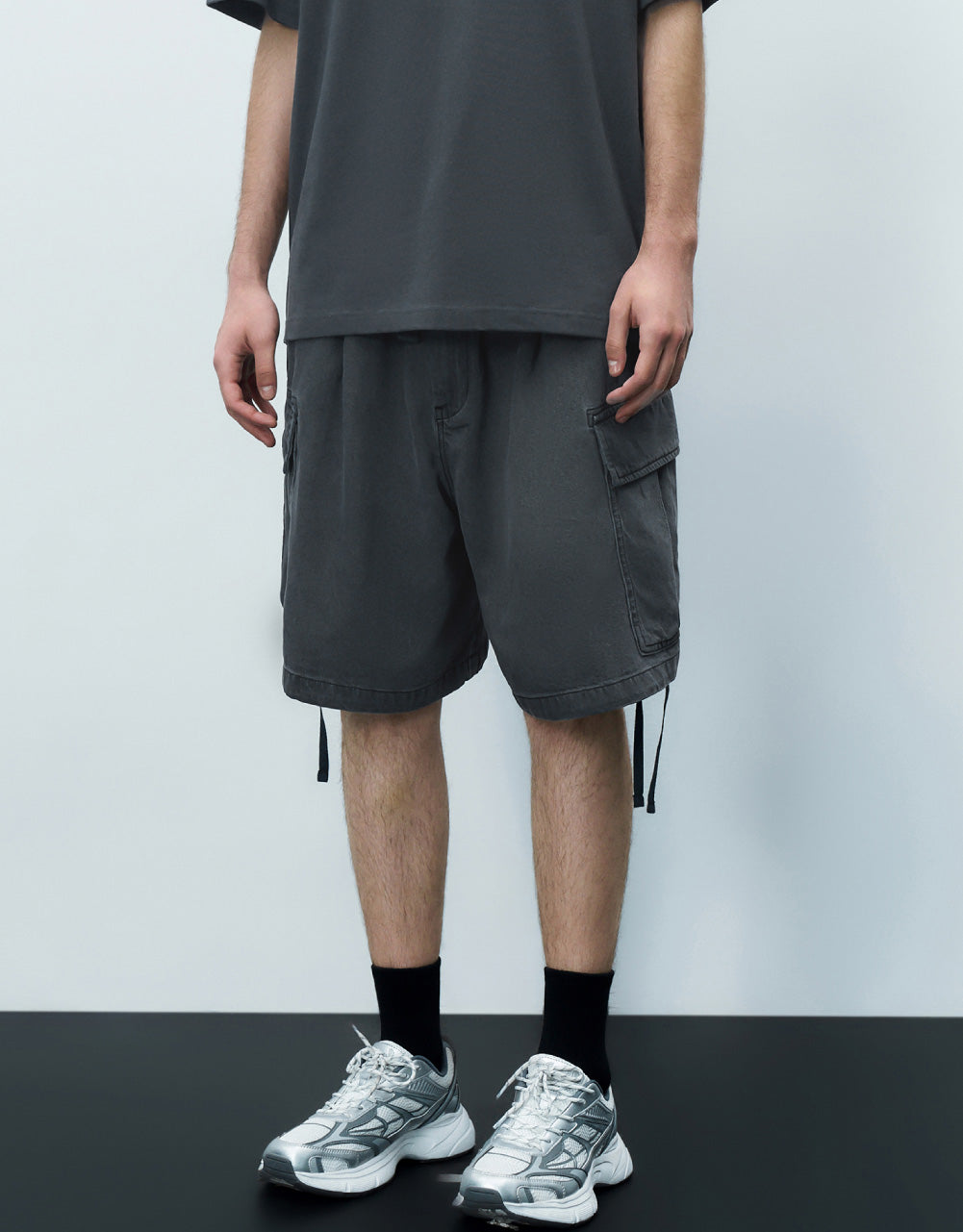 Elastic Waist Denim Shorts