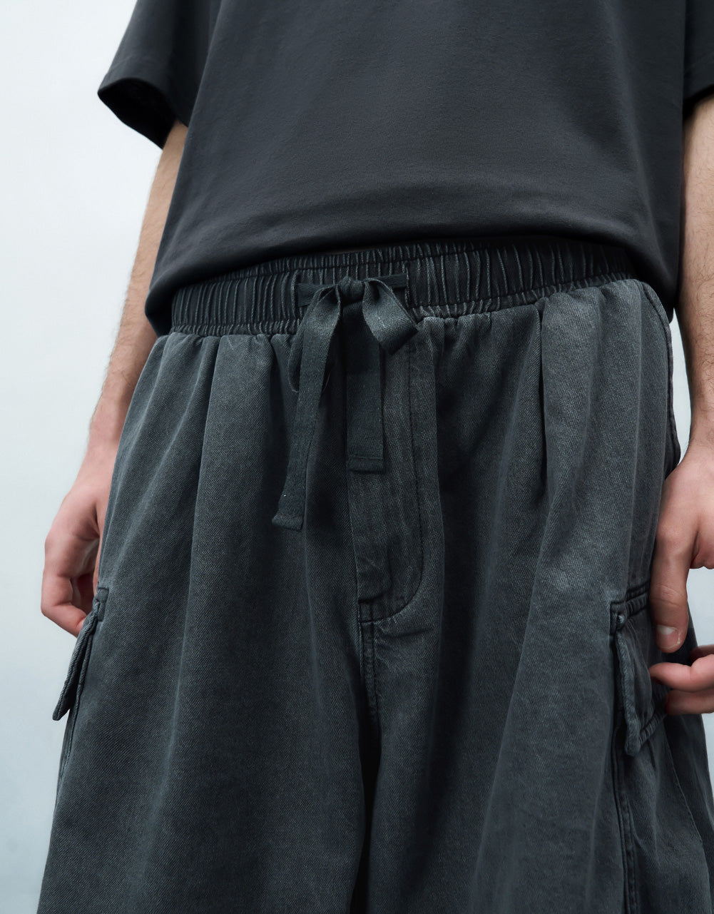 Elastic Waist Denim Shorts