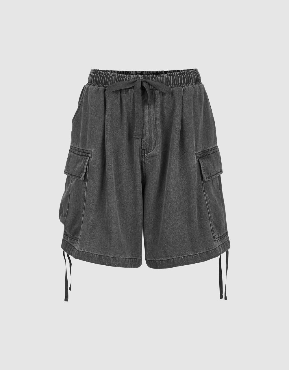 Elastic Waist Denim Shorts