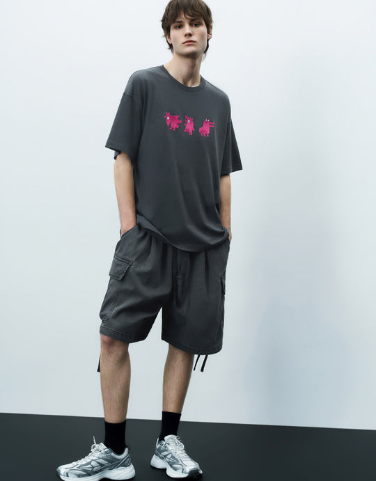 Elastic Waist Denim Shorts