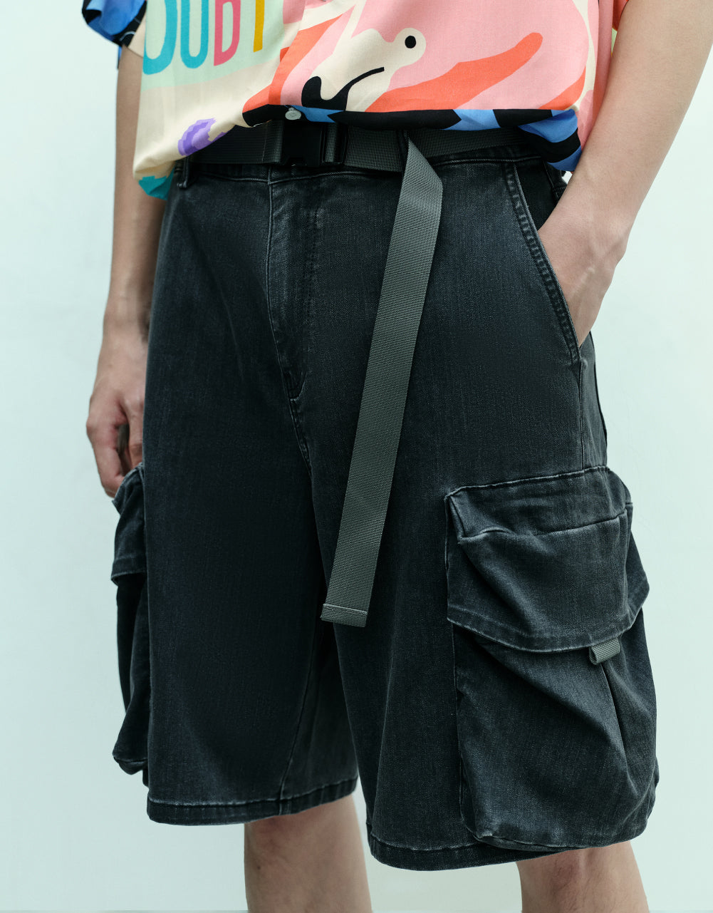 Denim Shorts With Belt