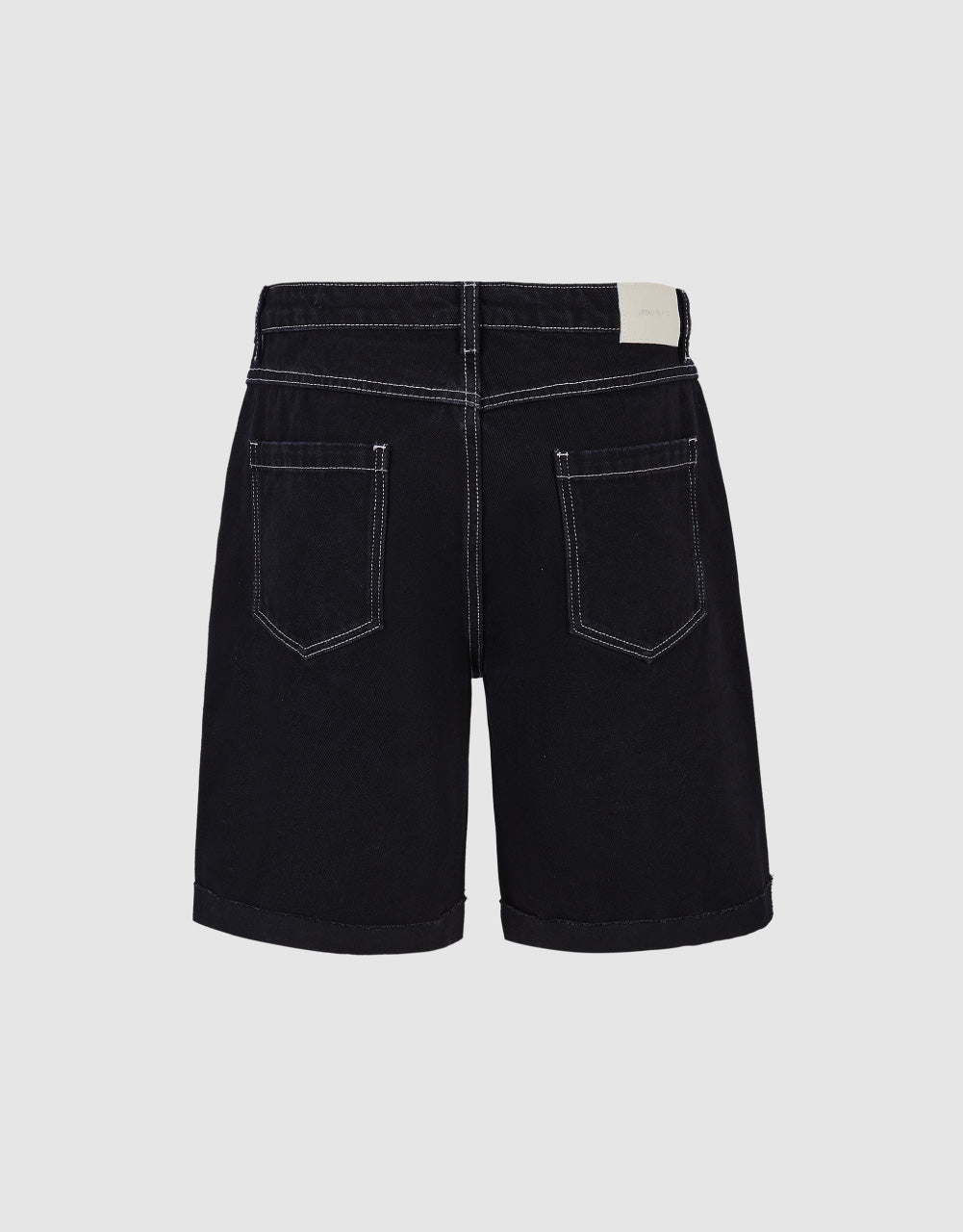 Pocket Detail Roll Up Hem Denim Shorts