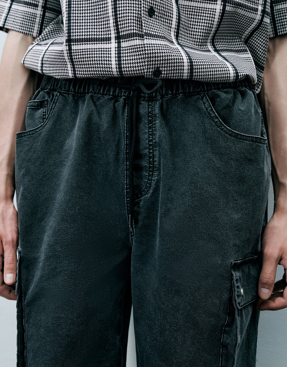 Drawstring Waist Denim Shorts