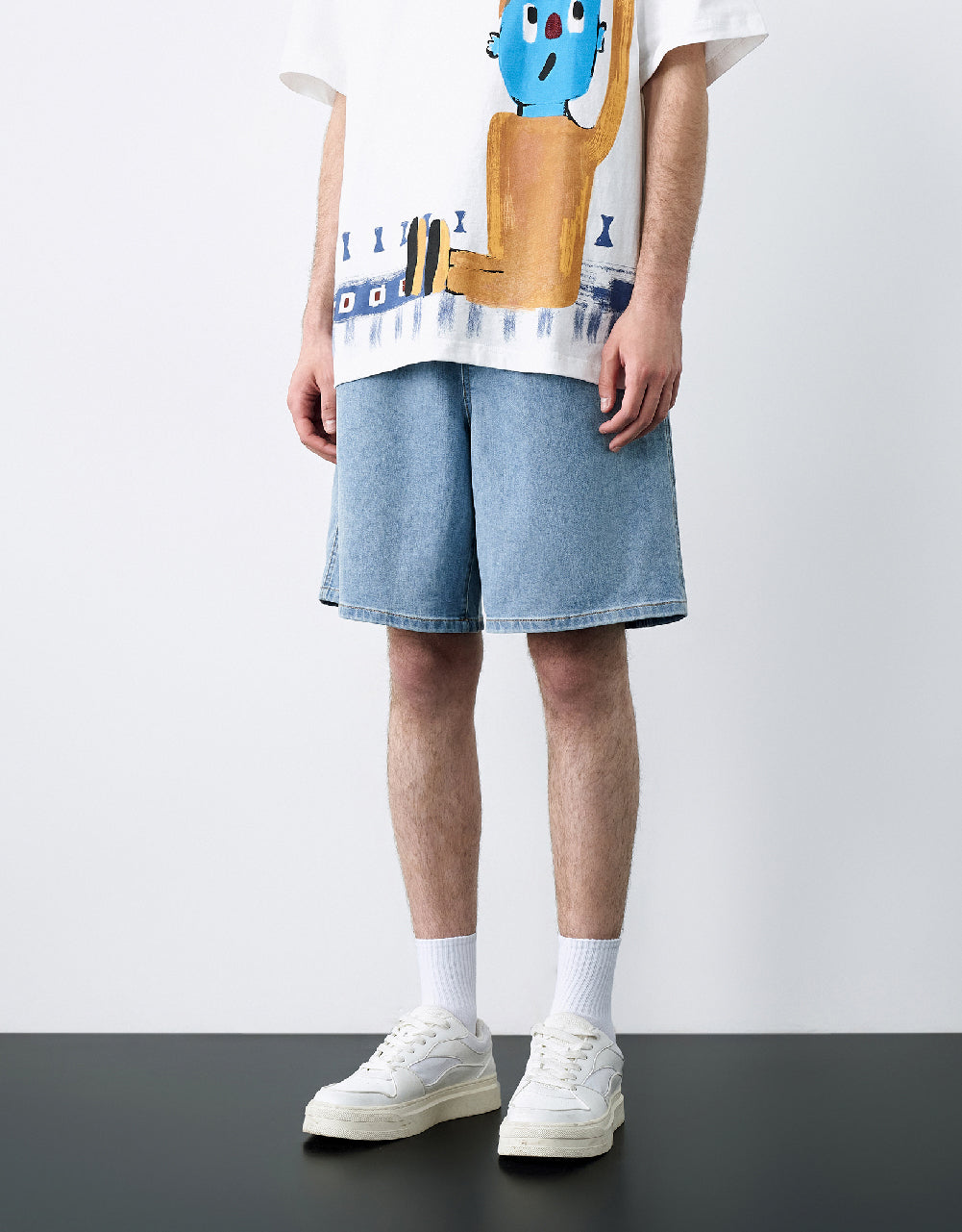 Drawstring Waist Denim Shorts