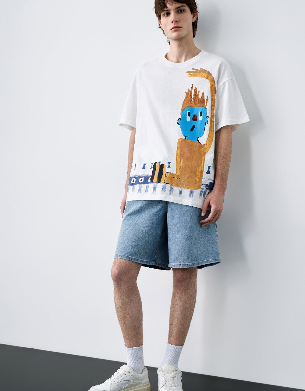 Drawstring Waist Denim Shorts