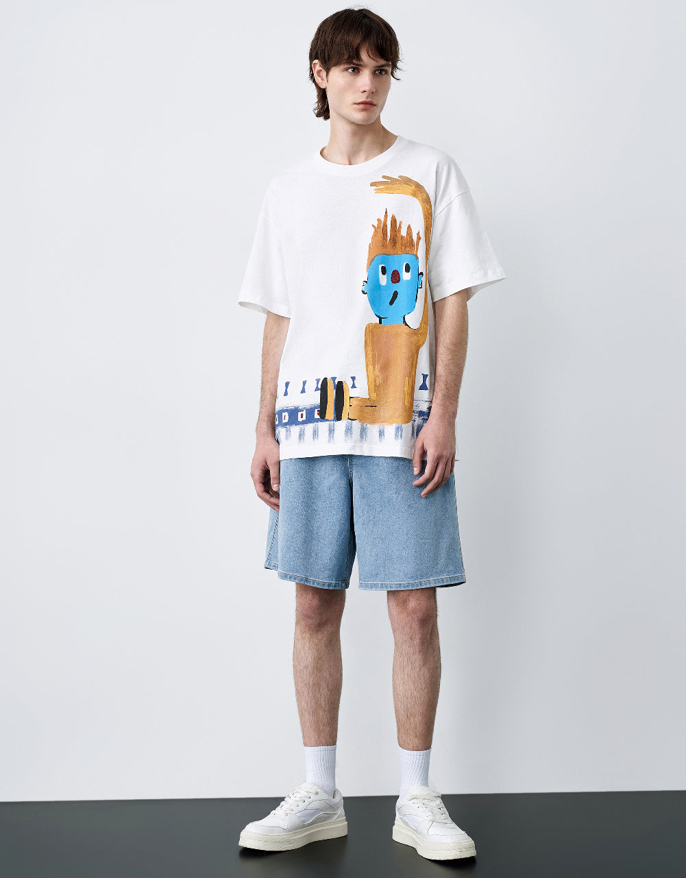 Drawstring Waist Denim Shorts