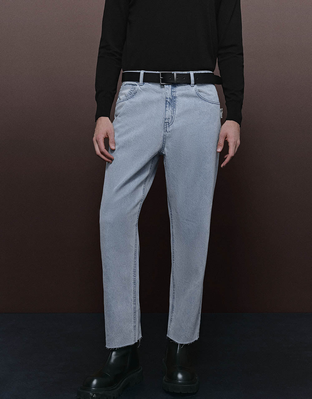 Raw Hem Straight Jeans