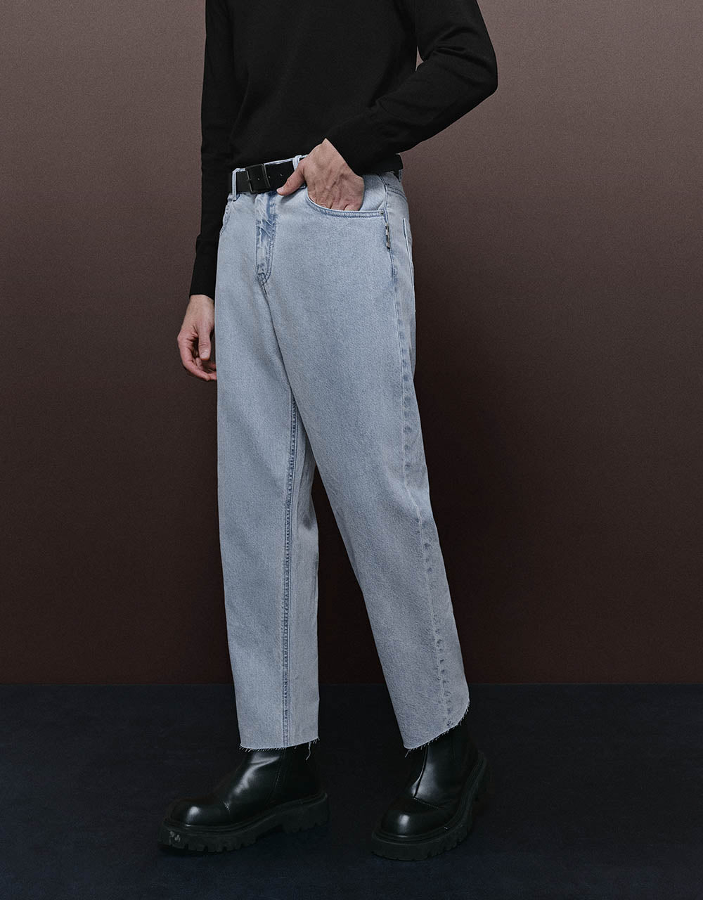 Raw Hem Straight Jeans