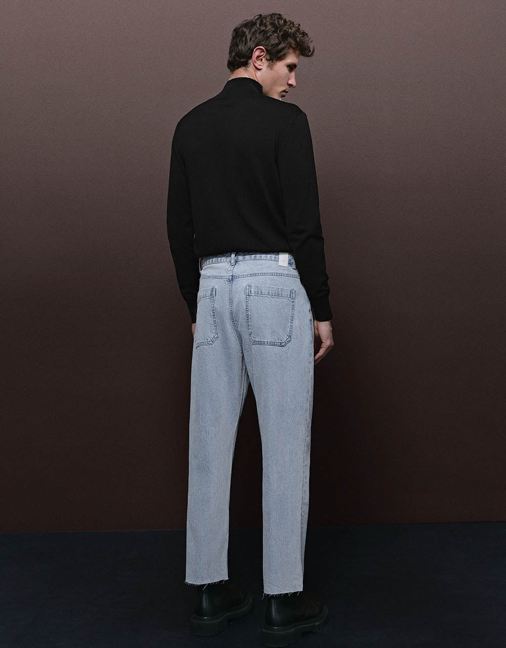 Raw Hem Straight Jeans
