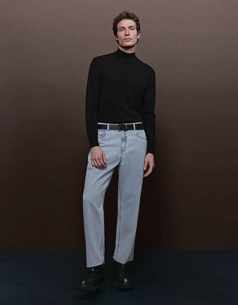 Raw Hem Straight Jeans