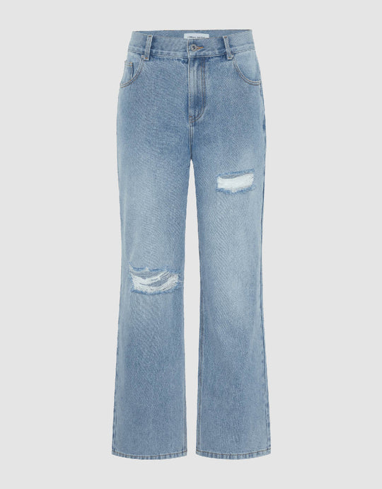 Ripped Wide-Leg Jeans