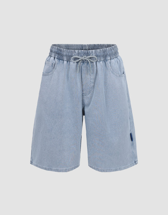 Elastic Waist Denim Shorts