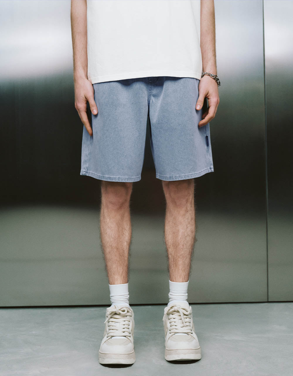 Elastic Waist Denim Shorts
