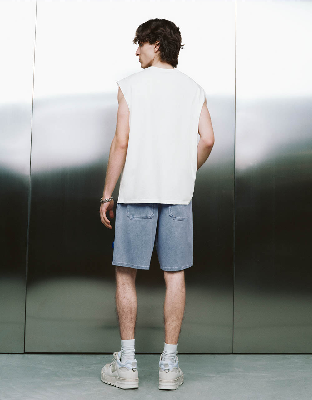 Elastic Waist Denim Shorts