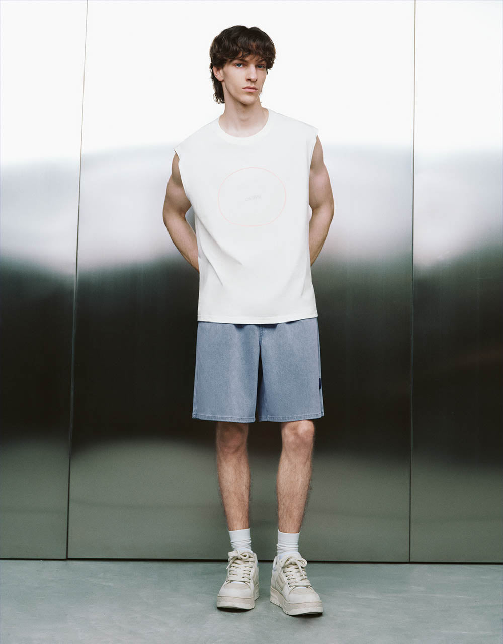 Elastic Waist Denim Shorts