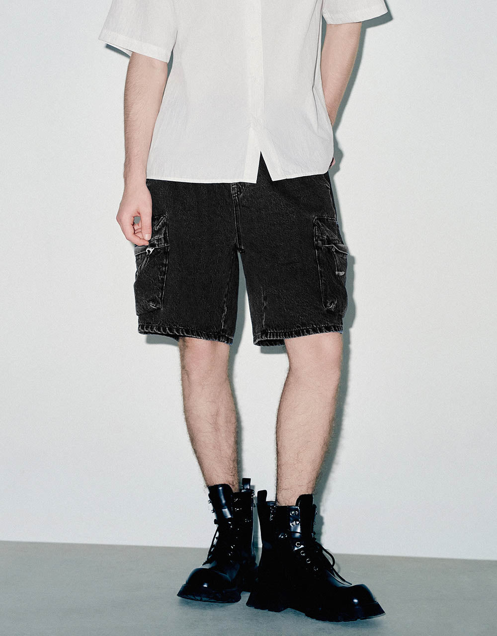Drawstring Waist Denim Shorts