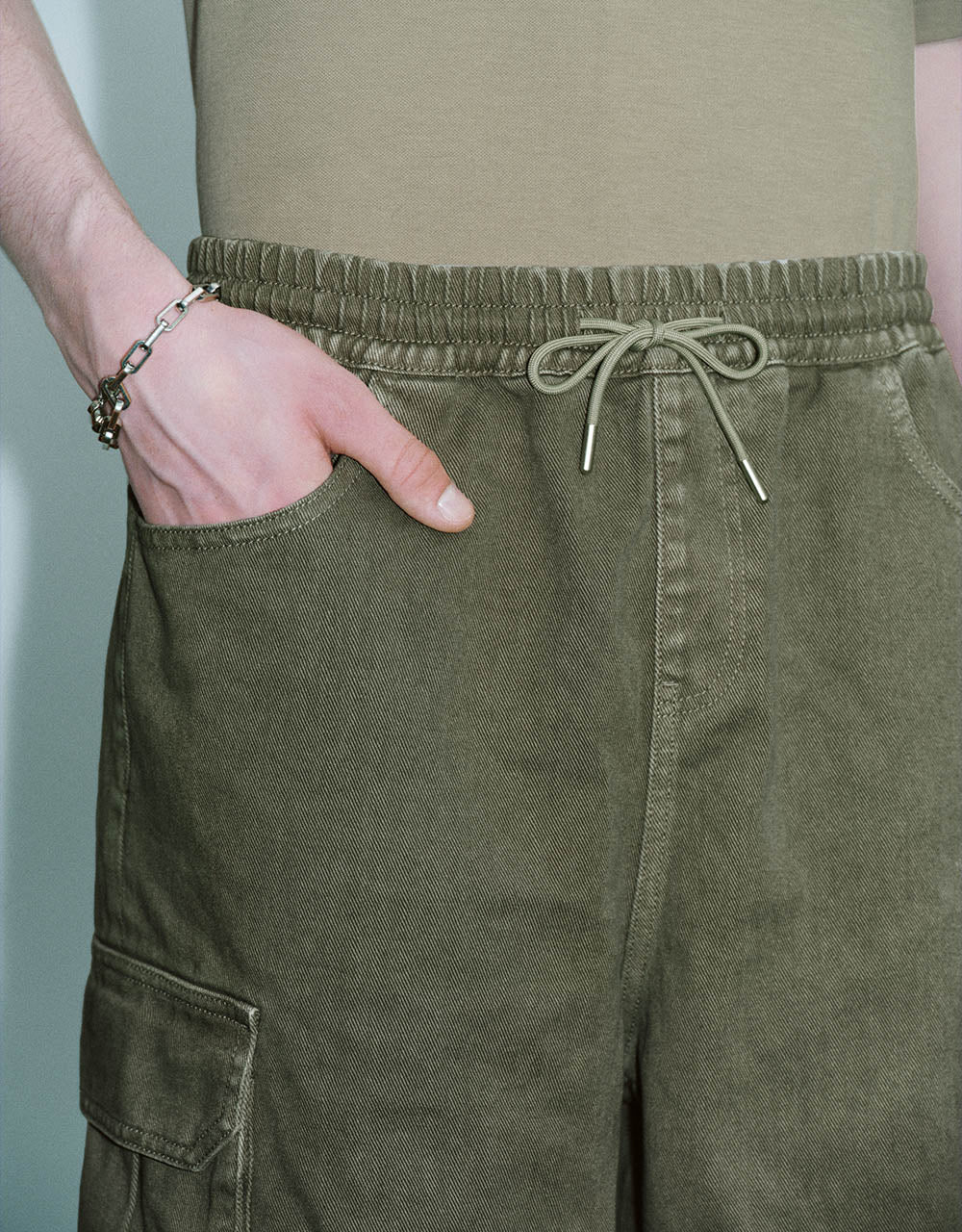 Drawstring Waist Denim Shorts