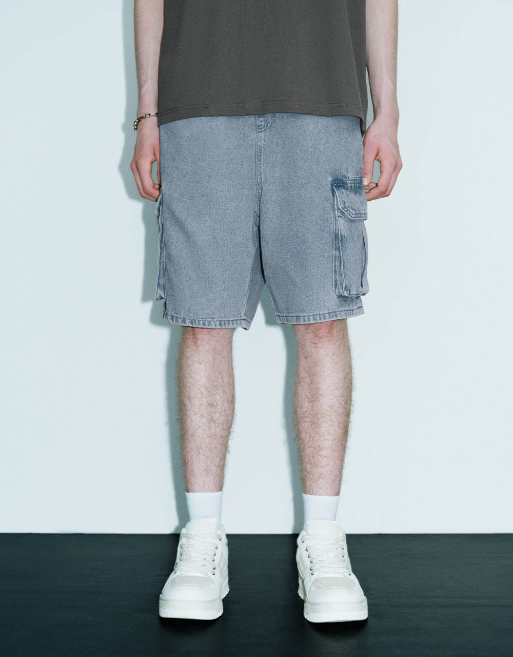 Drawstring Waist Denim Shorts