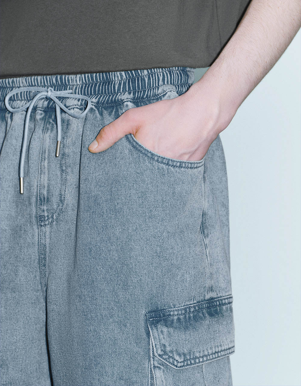 Drawstring Waist Denim Shorts