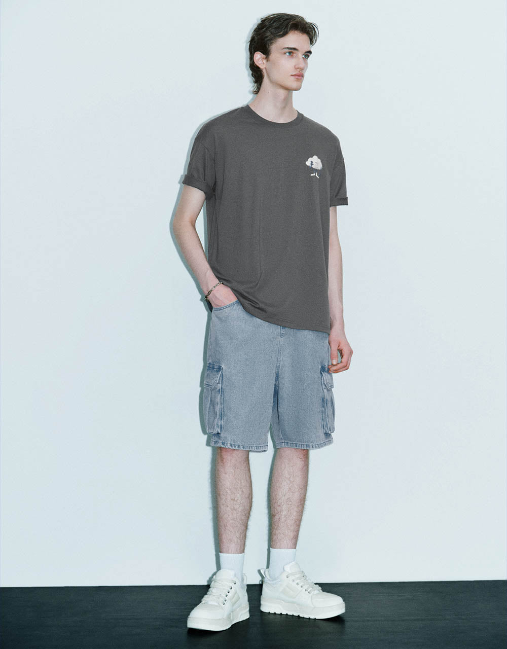 Drawstring Waist Denim Shorts