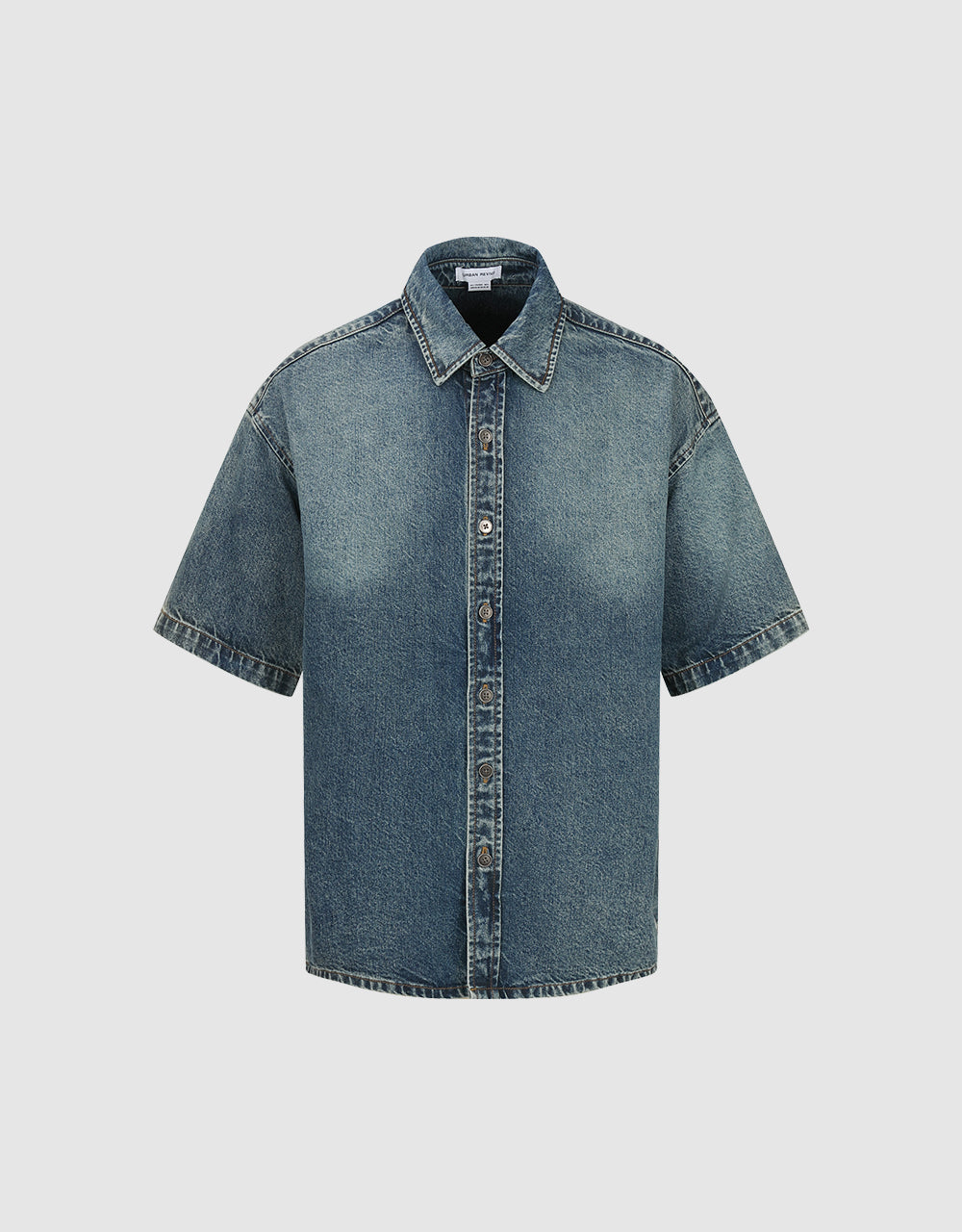 Gradient Button Up Denim Shirt