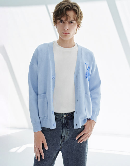 Bear Printed Knitted Cardigan