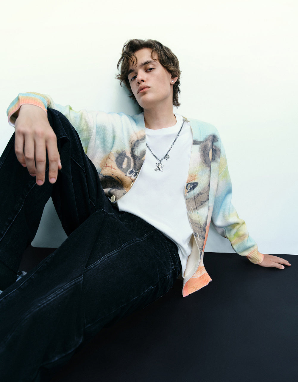 Cartoon Printed Knitted Cardigan