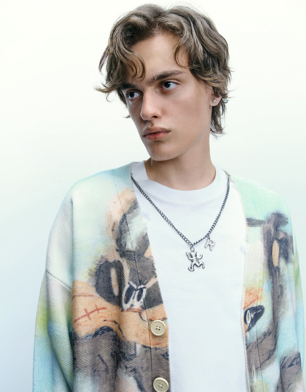 Cartoon Printed Knitted Cardigan