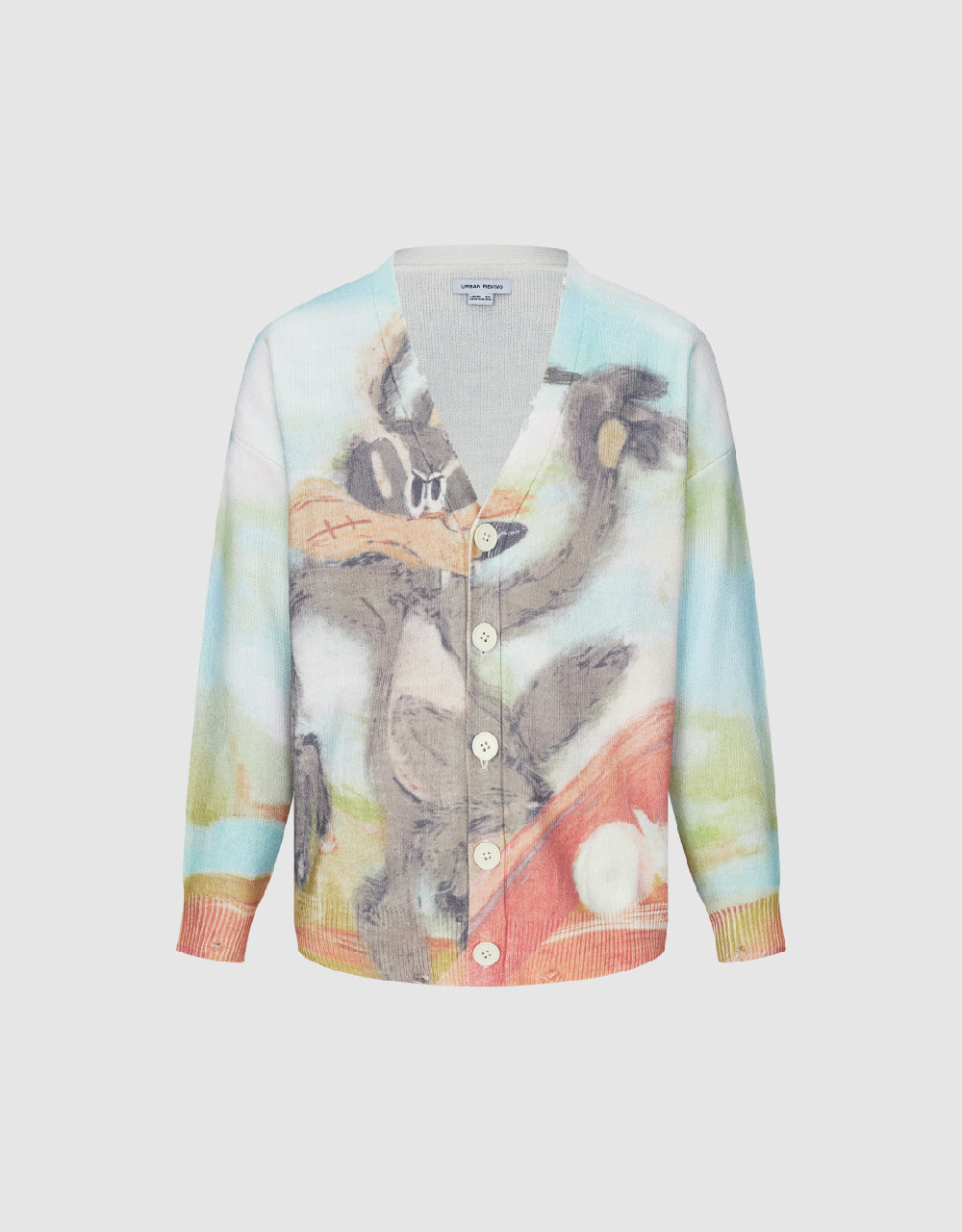 Cartoon Printed Knitted Cardigan