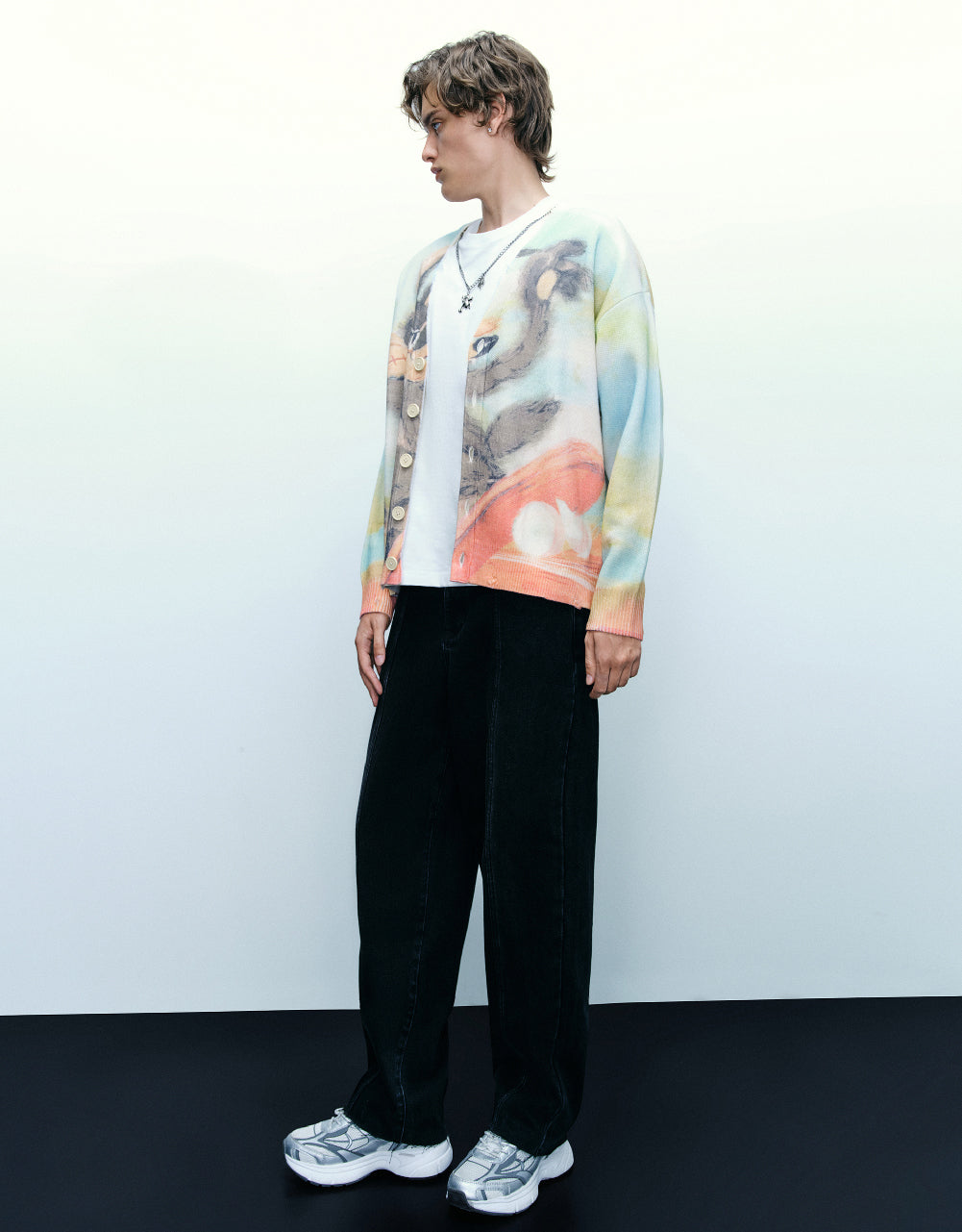 Cartoon Printed Knitted Cardigan