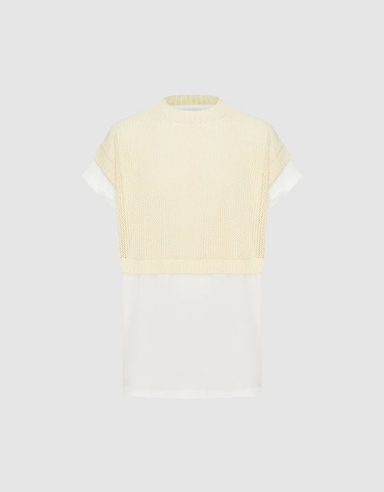 2 In 1 Crew Neck Knitted T-Shirt